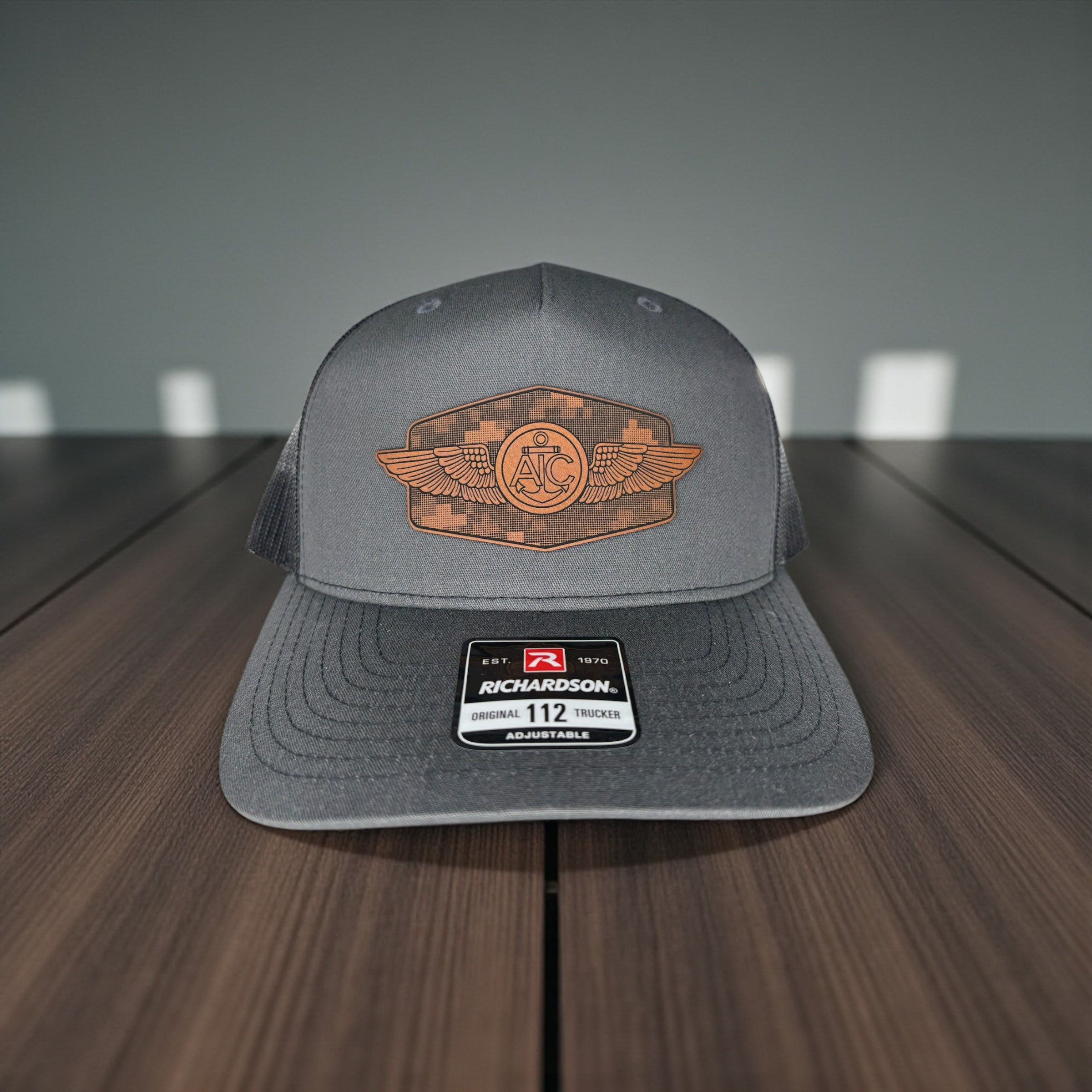 Richardson 112 Trucker Hat - Custom Leather Patch US Navy AC Naval Aircrew Wings